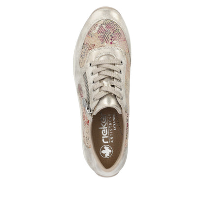 Rieker Ladies Metallic Print Zip Side Sneaker