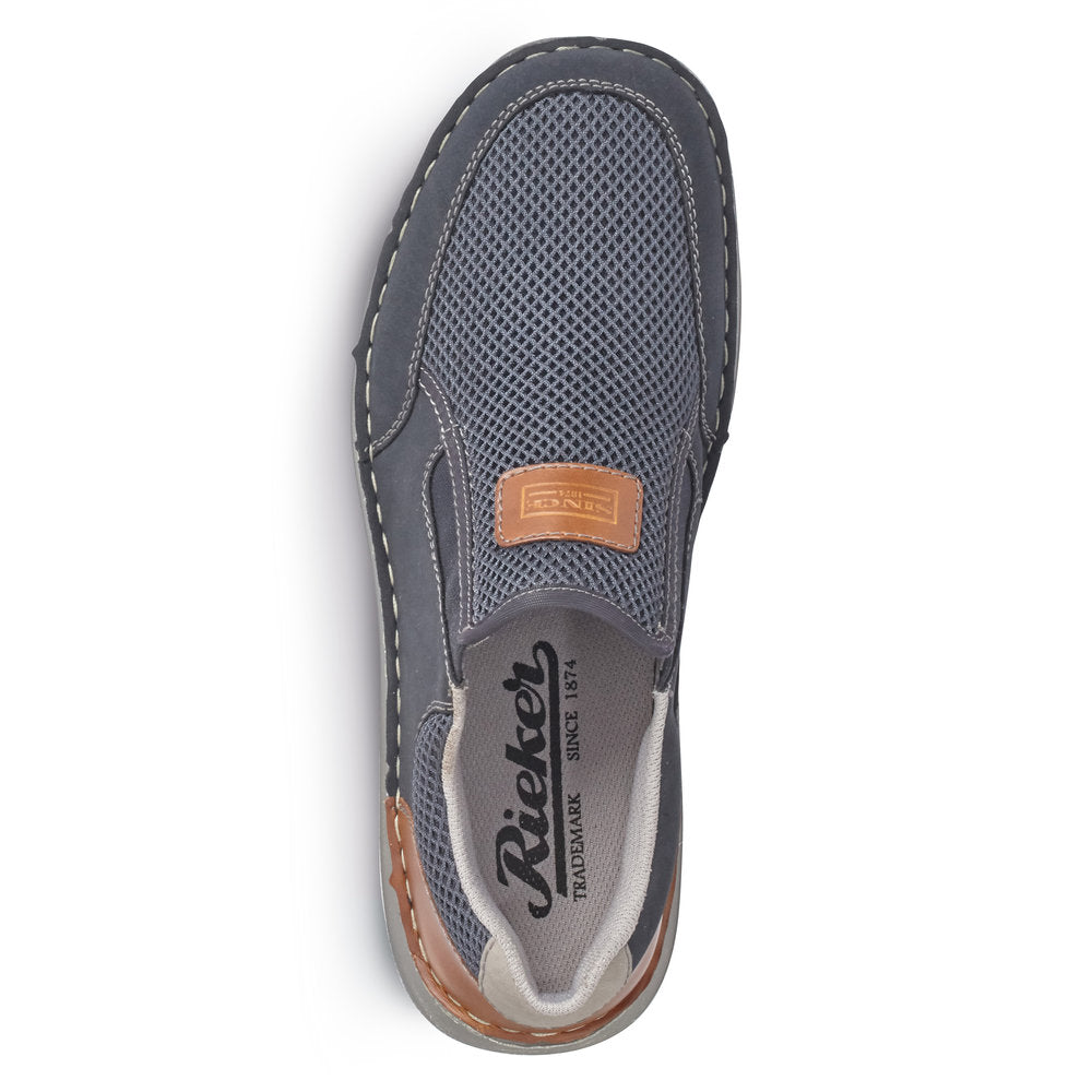 Rieker Men's Wide Fit Nubuck Slip On Shoe