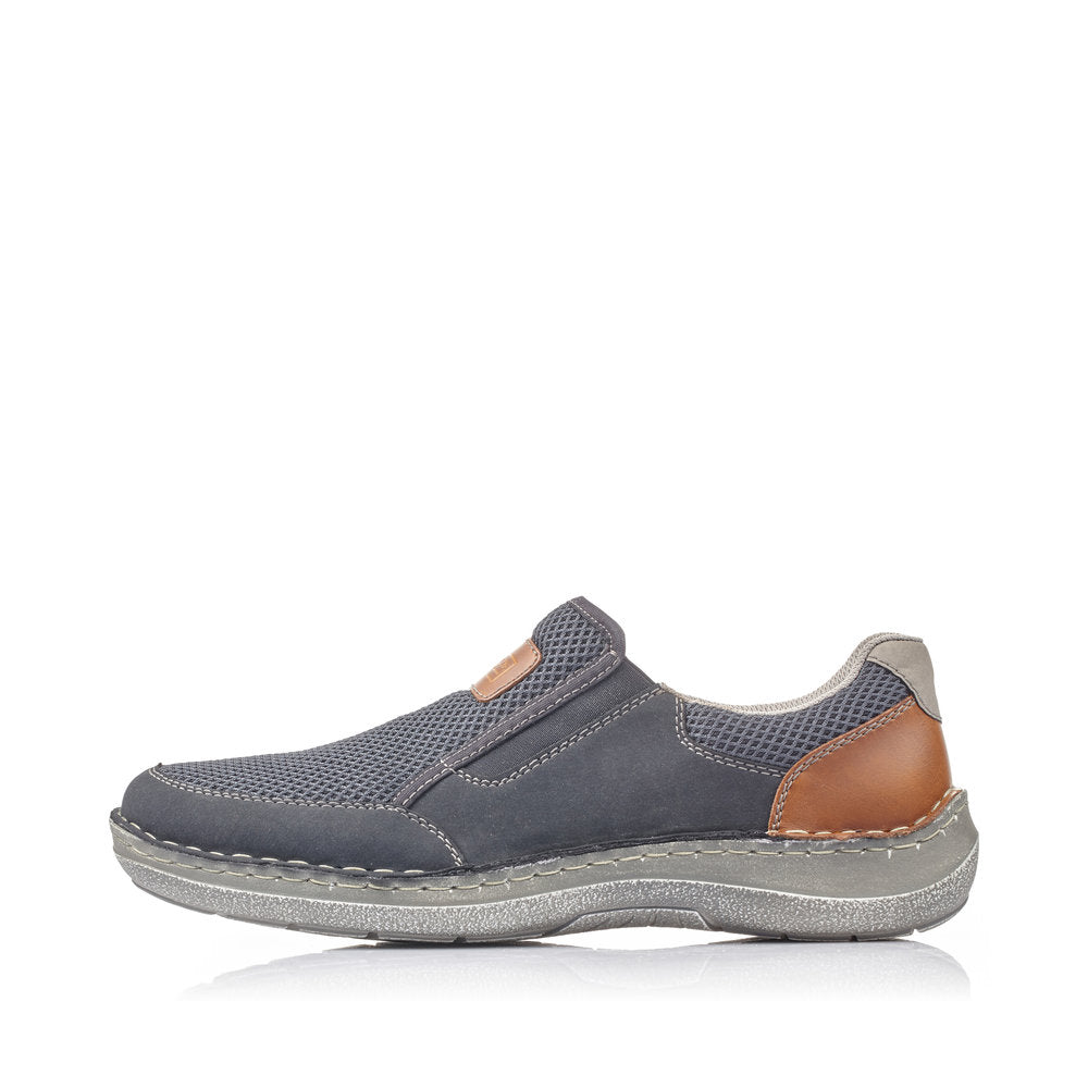 Rieker Men's Wide Fit Nubuck Slip On Shoe