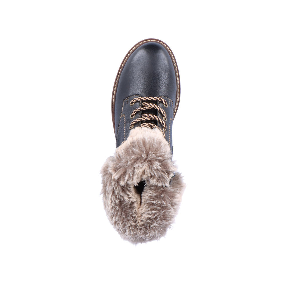 Remonte Ladies Fur Trim Lace Up Ankle Boot