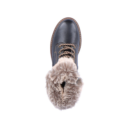 Remonte Ladies Fur Trim Lace Up Ankle Boot