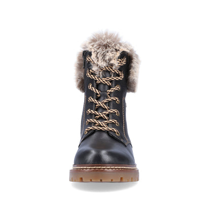Remonte Ladies Fur Trim Lace Up Ankle Boot