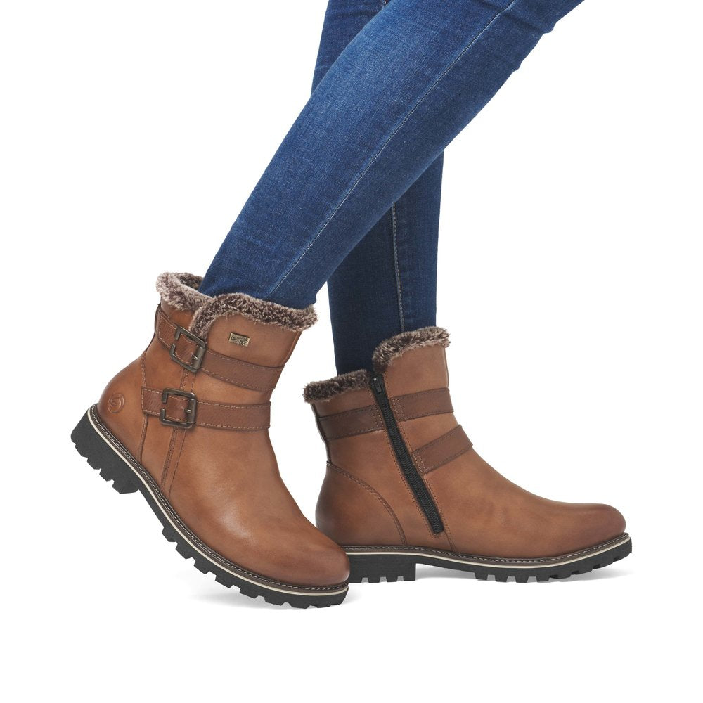 Remonte Ladies Buckle Side Zip Up Ankle Boot
