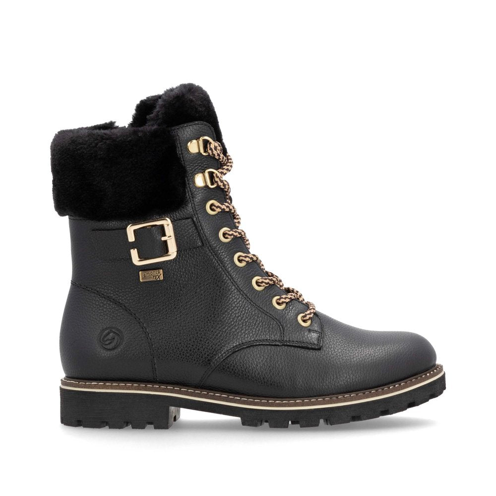 Remonte Ladies Lace Up Fur Top Ankle Boot