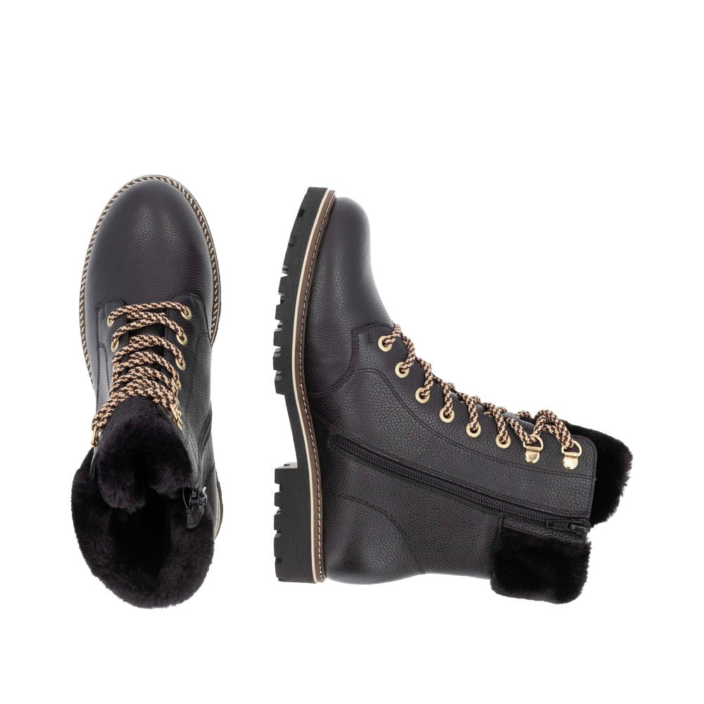 Remonte Ladies Lace Up Fur Top Ankle Boot