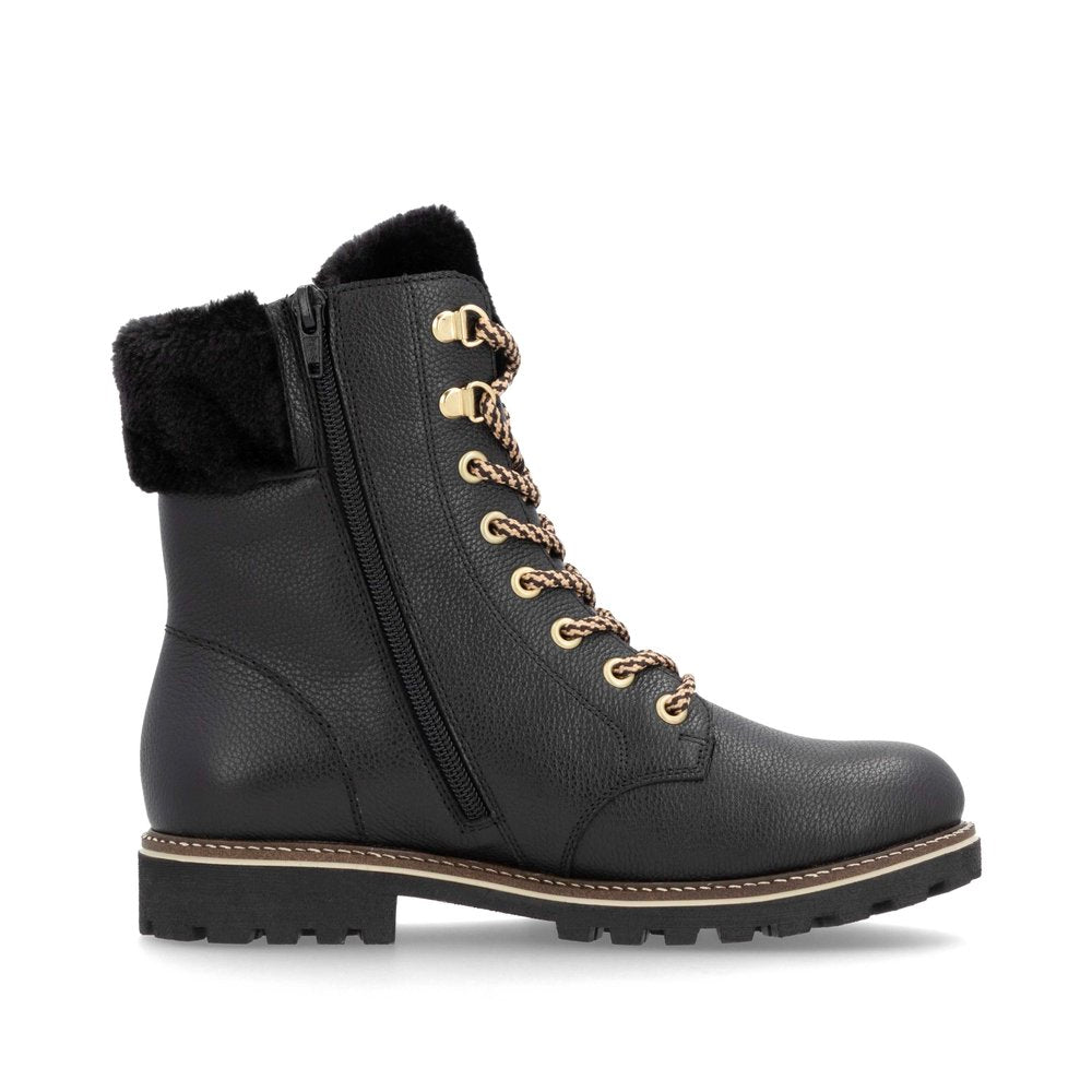 Remonte Ladies Lace Up Fur Top Ankle Boot