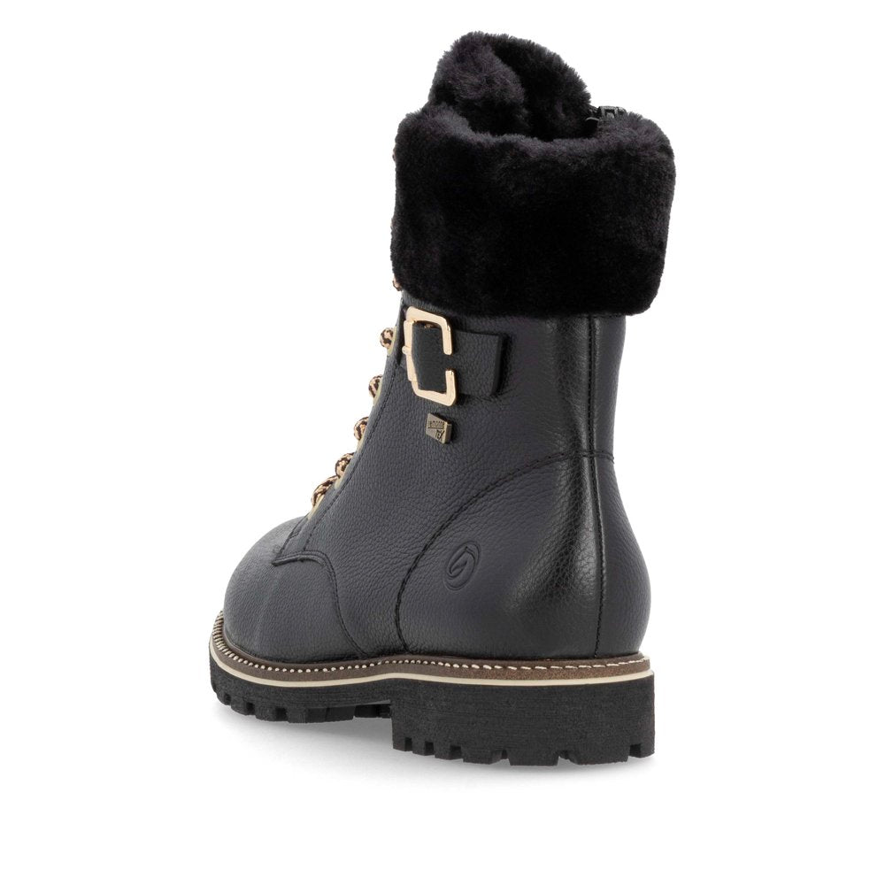 Remonte Ladies Lace Up Fur Top Ankle Boot