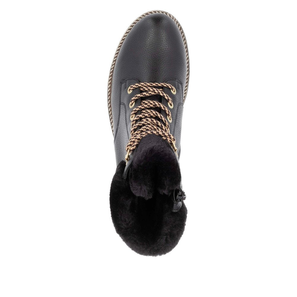 Remonte Ladies Lace Up Fur Top Ankle Boot