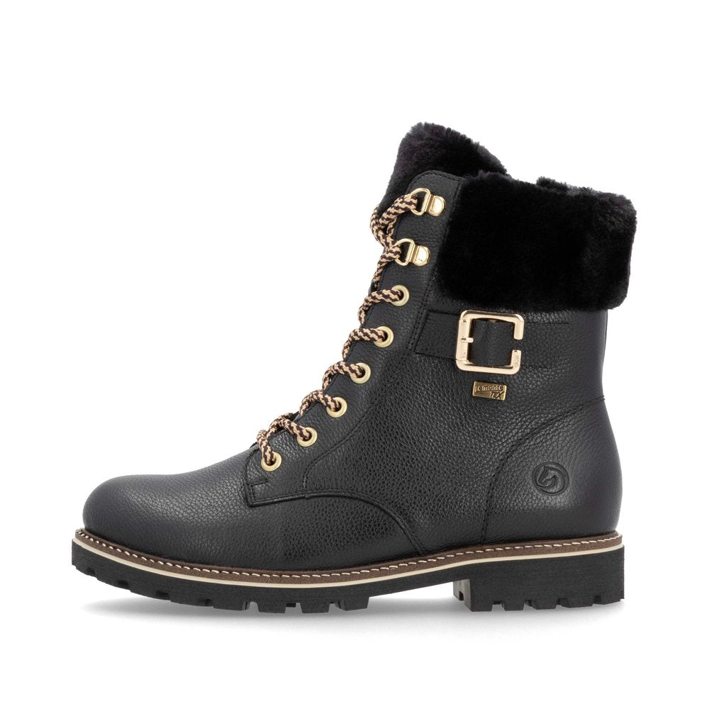 Remonte Ladies Lace Up Fur Top Ankle Boot
