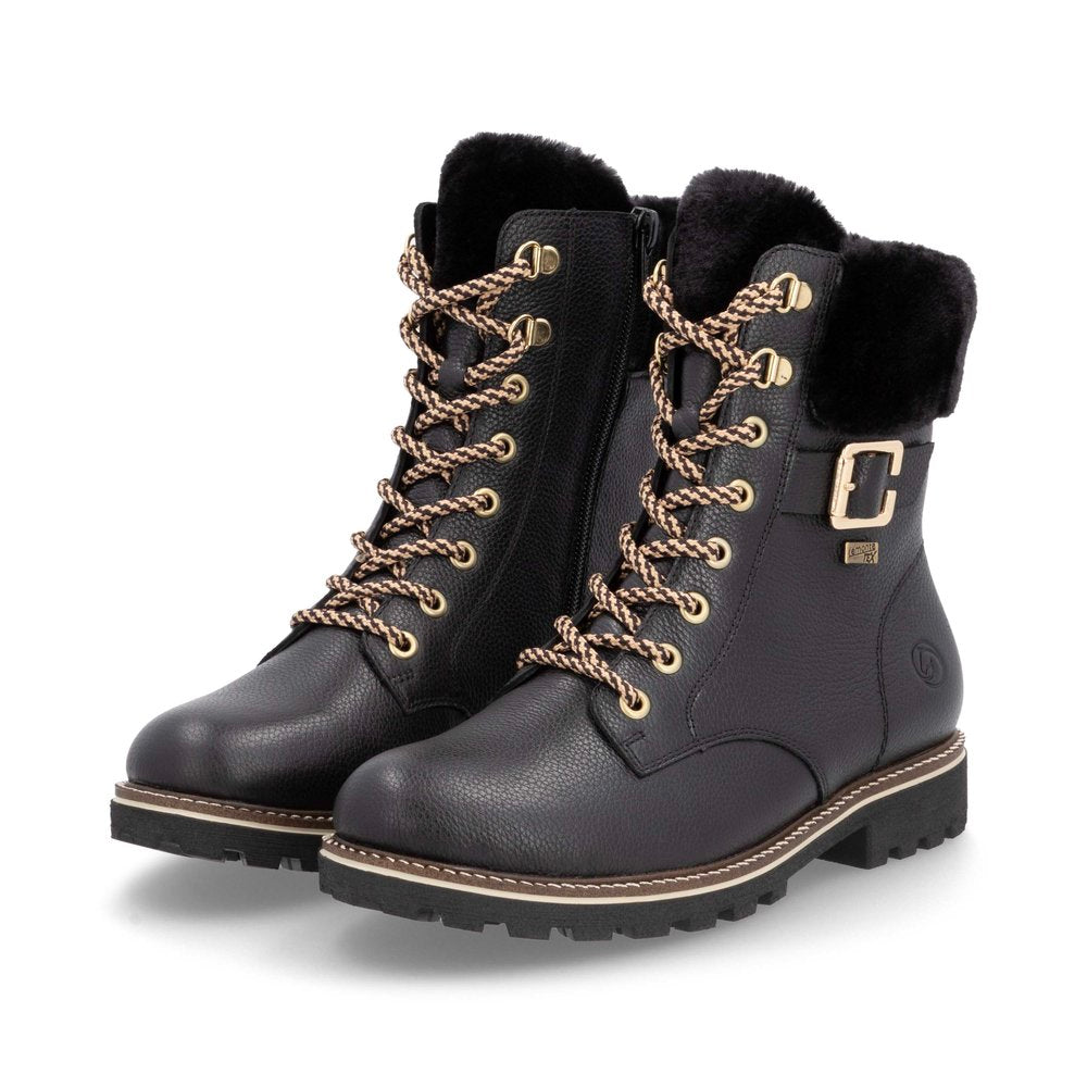 Remonte Ladies Lace Up Fur Top Ankle Boot