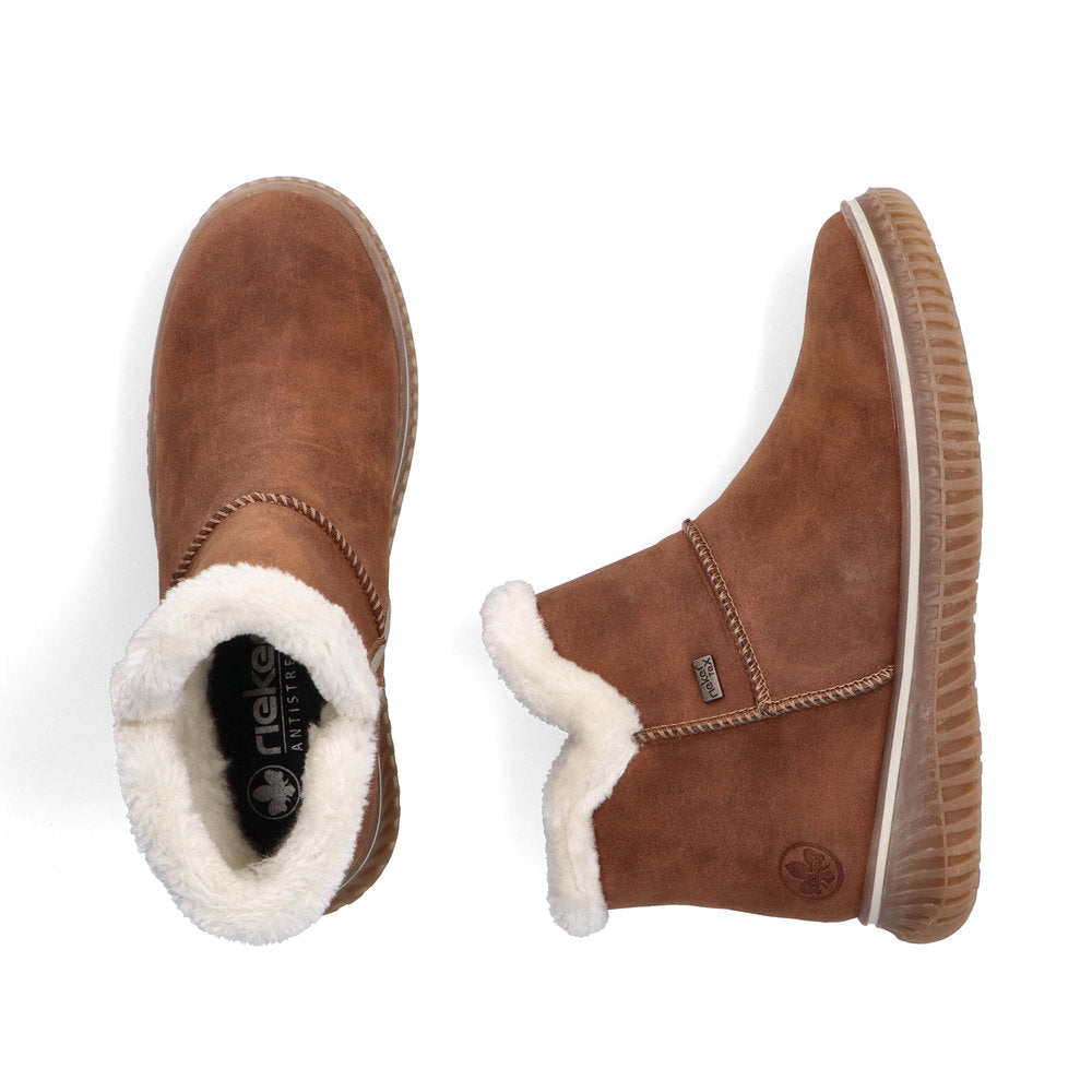Rieker Ladies Fur Trim Zip Side Ankle Boot