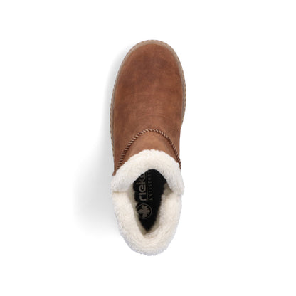 Rieker Ladies Fur Trim Zip Side Ankle Boot