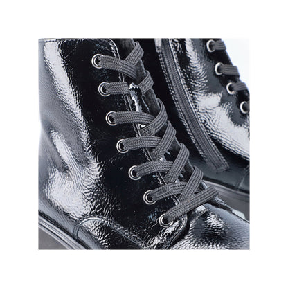 Rieker Ladies Patent Chunky Sole Lace Boot