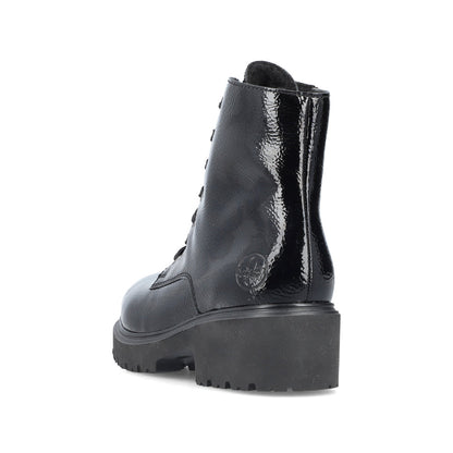 Rieker Ladies Patent Chunky Sole Lace Boot