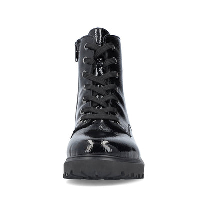 Rieker Ladies Patent Chunky Sole Lace Boot