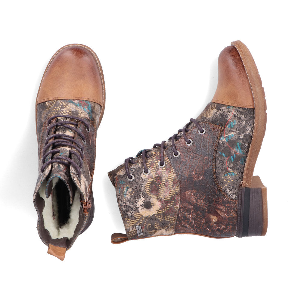 Rieker Ladies Multi Fabric Lace Up Ankle Boot