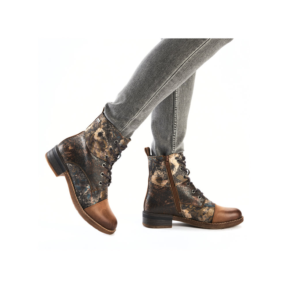 Rieker Ladies Multi Fabric Lace Up Ankle Boot