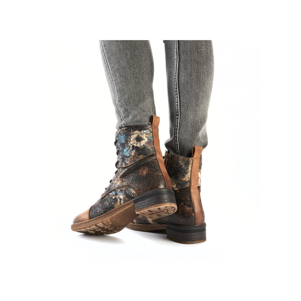Rieker Ladies Multi Fabric Lace Up Ankle Boot