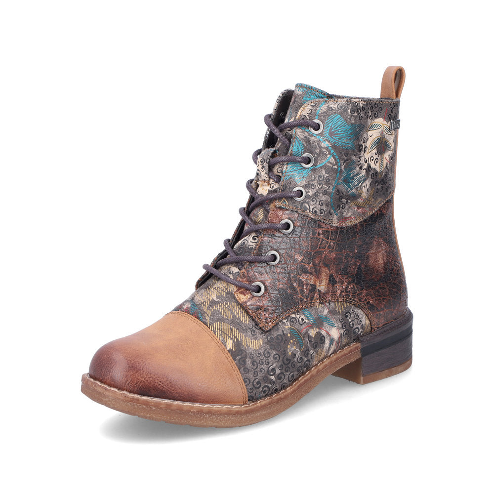 Rieker Ladies Multi Fabric Lace Up Ankle Boot