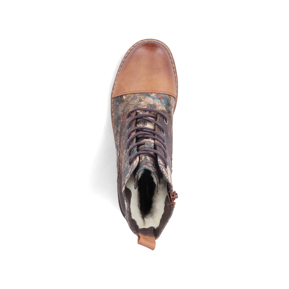Rieker Ladies Multi Fabric Lace Up Ankle Boot