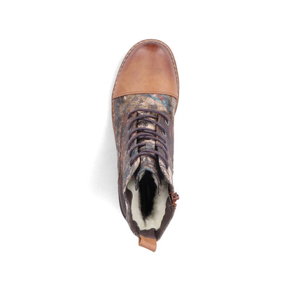 Rieker Ladies Multi Fabric Lace Up Ankle Boot