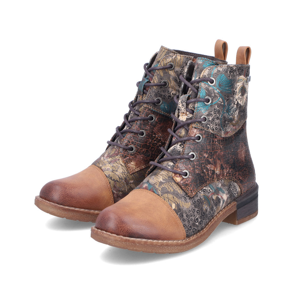 Rieker Ladies Multi Fabric Lace Up Ankle Boot