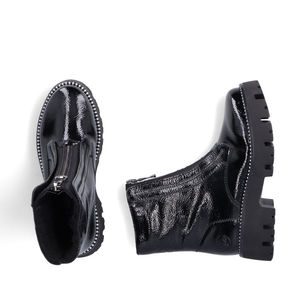 Rieker Ladies Zip Front Patent Ankle Boot