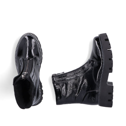 Rieker Ladies Zip Front Patent Ankle Boot