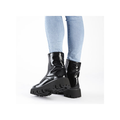 Rieker Ladies Zip Front Patent Ankle Boot