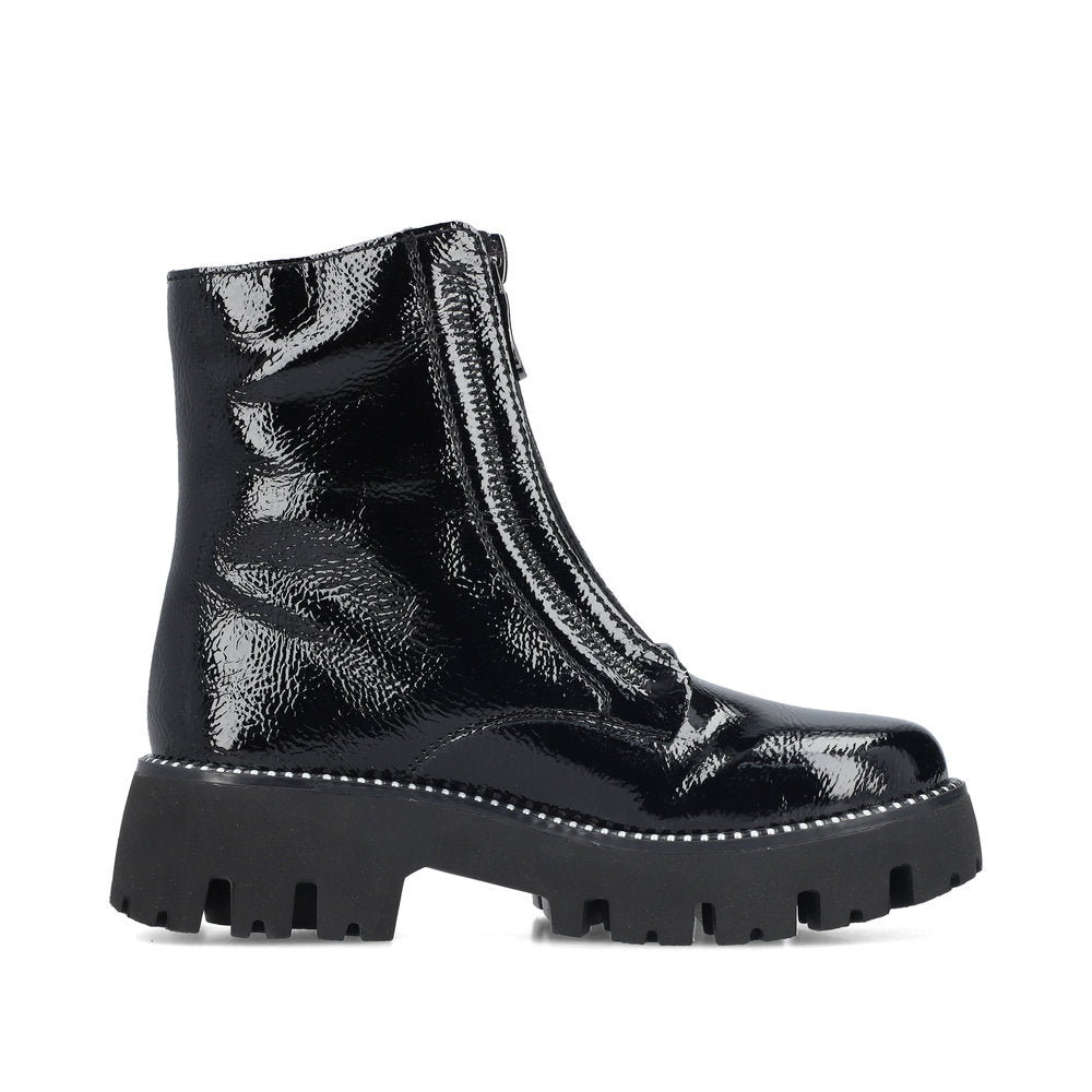 Rieker Ladies Zip Front Patent Ankle Boot