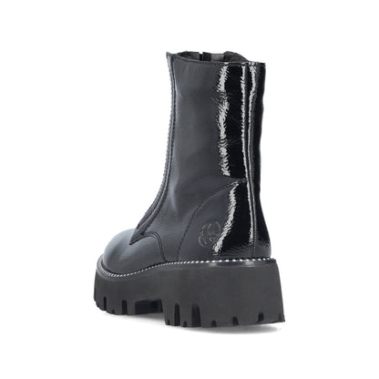 Rieker Ladies Zip Front Patent Ankle Boot