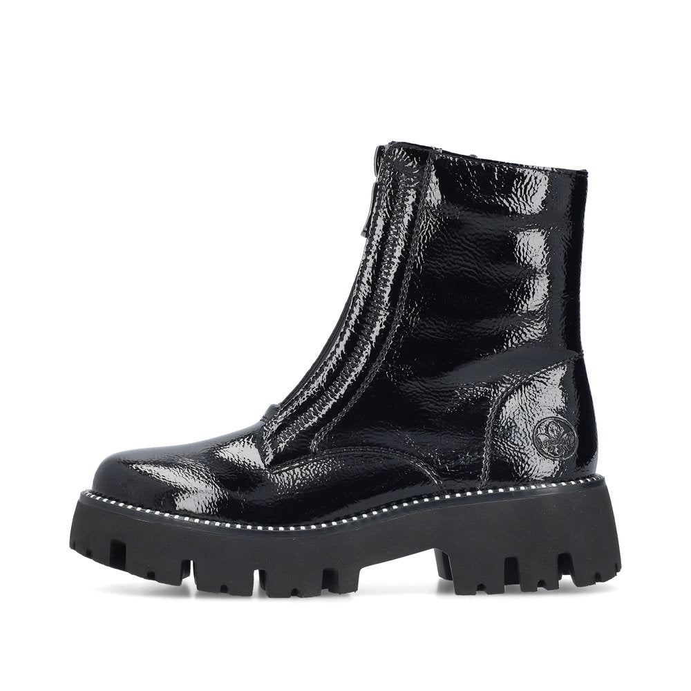 Rieker Ladies Zip Front Patent Ankle Boot