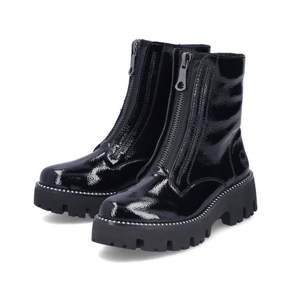 Rieker Ladies Zip Front Patent Ankle Boot