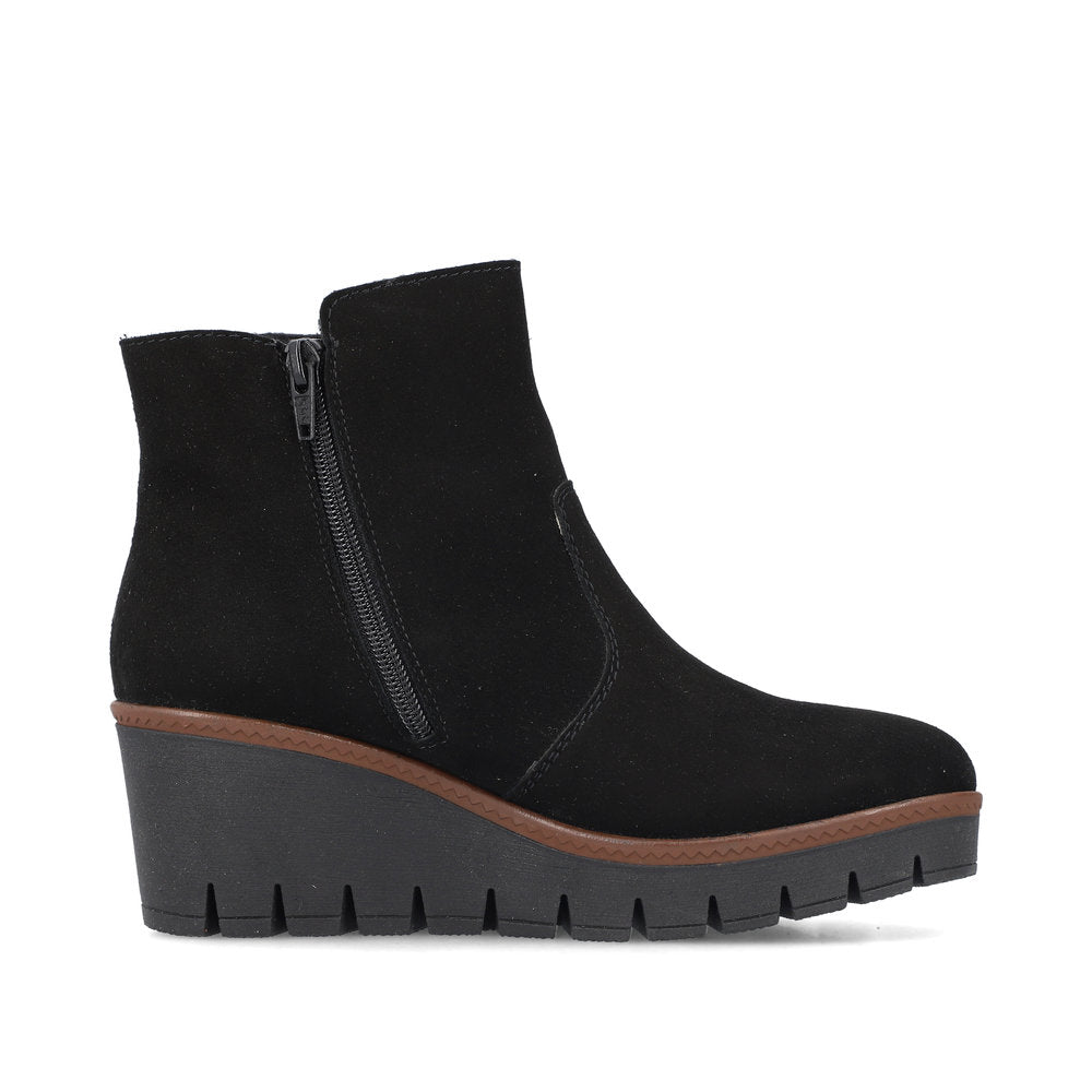 Rieker Ladies Wedge Heel Zip Side Ankle Boot