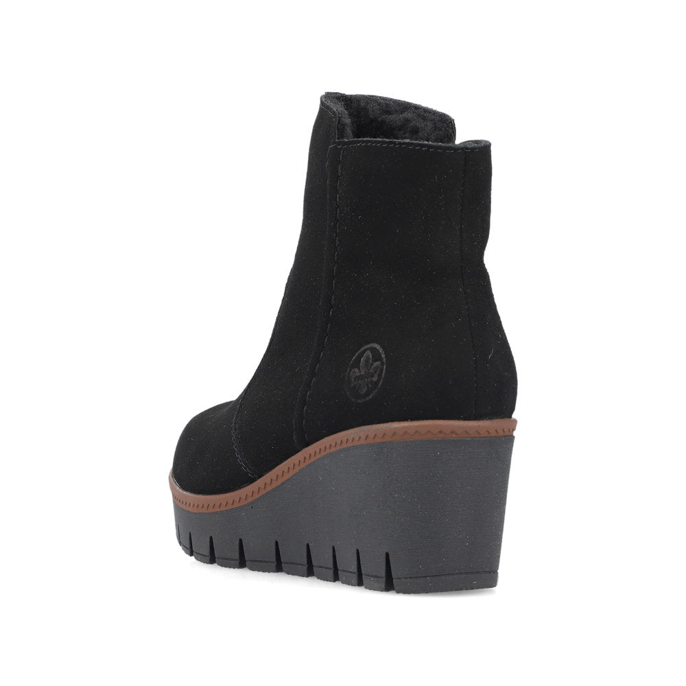 Rieker Ladies Wedge Heel Zip Side Ankle Boot