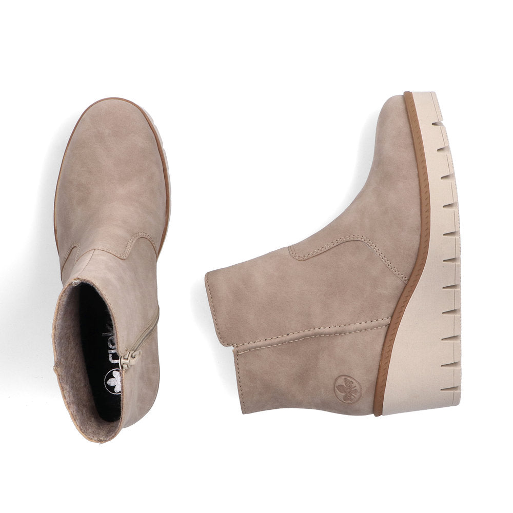 Rieker Ladies Wedge Zip Side Ankle Boot