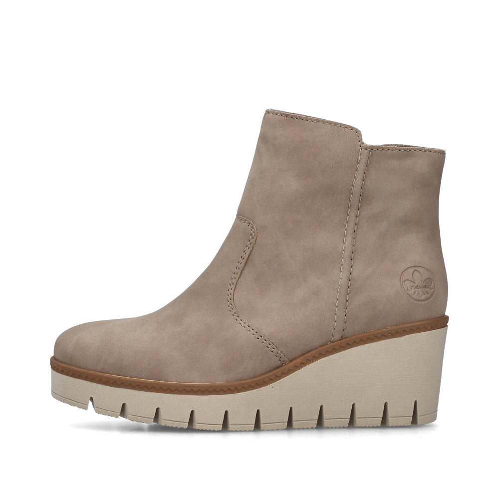 Rieker Ladies Wedge Zip Side Ankle Boot