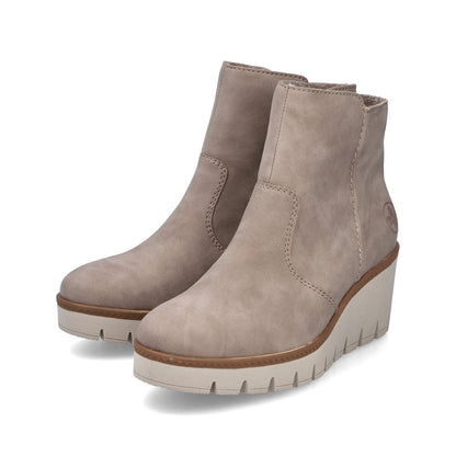Rieker Ladies Wedge Zip Side Ankle Boot