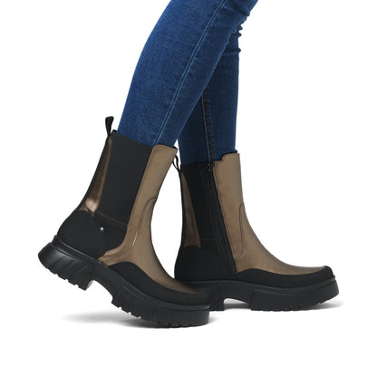 Rieker Ladies Evolution Metallic Zip Ankle Boot