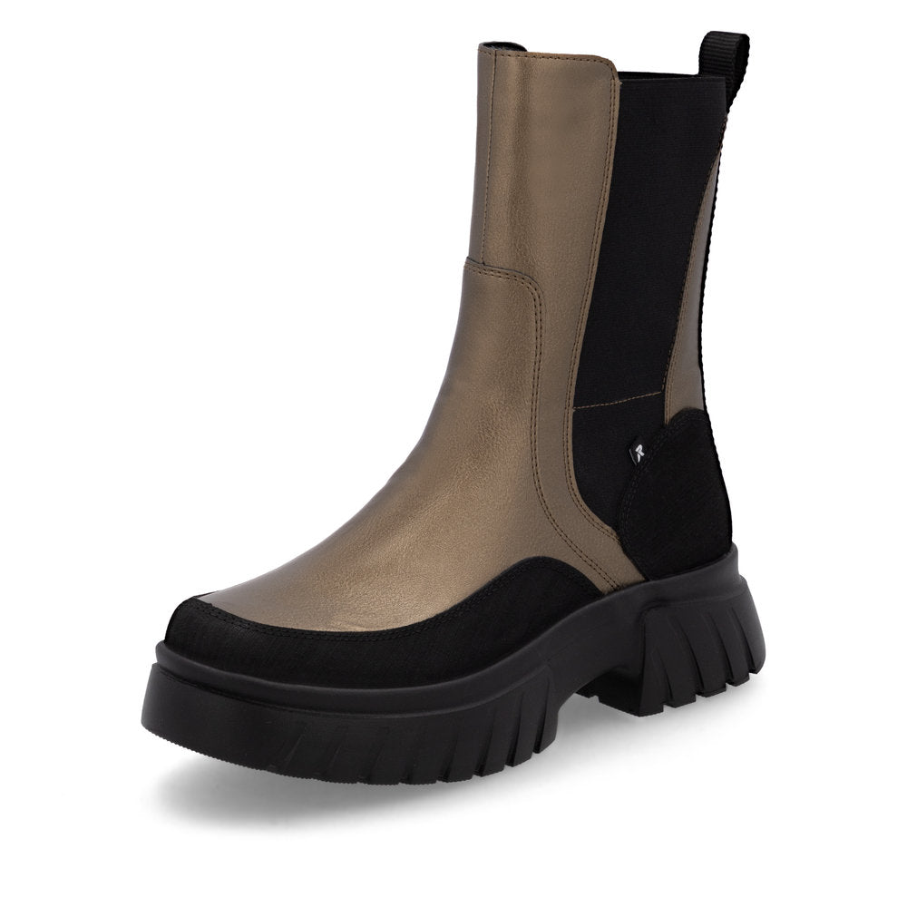 Rieker Ladies Evolution Metallic Zip Ankle Boot