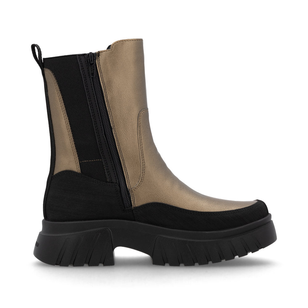 Rieker Ladies Evolution Metallic Zip Ankle Boot