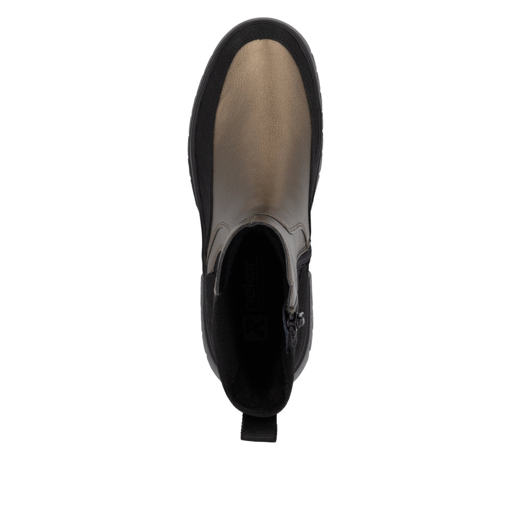 Rieker Ladies Evolution Metallic Zip Ankle Boot