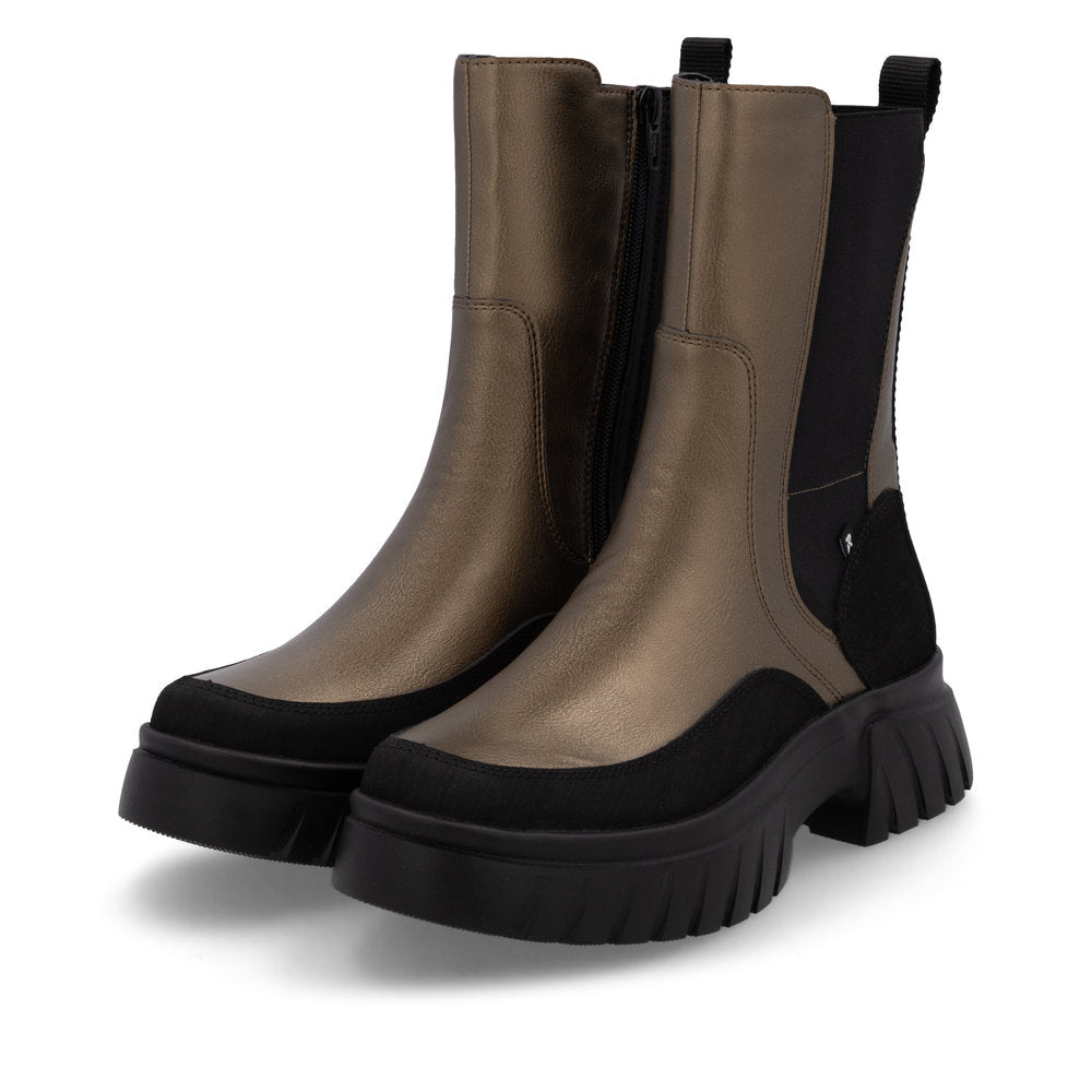Rieker Ladies Evolution Metallic Zip Ankle Boot