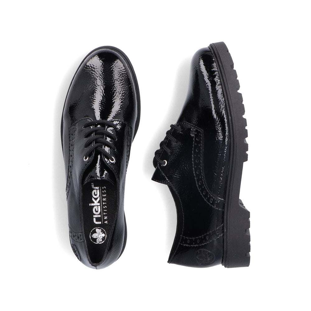 Rieker Ladies Crinkle Patent Lace Up Shoe