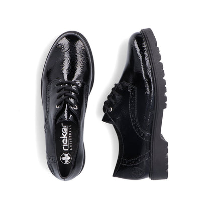 Rieker Ladies Crinkle Patent Lace Up Shoe