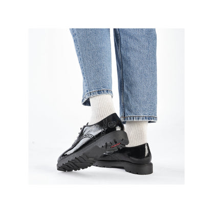 Rieker Ladies Crinkle Patent Lace Up Shoe