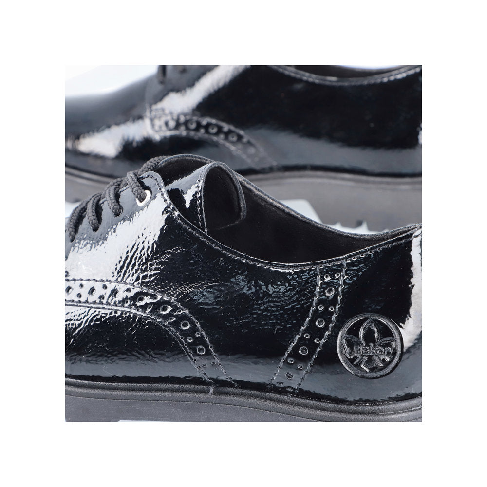 Rieker Ladies Crinkle Patent Lace Up Shoe