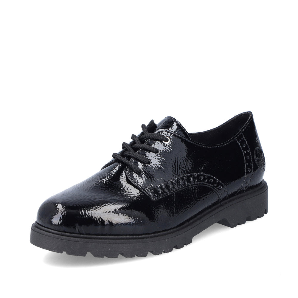Rieker Ladies Crinkle Patent Lace Up Shoe
