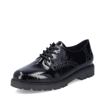 Rieker Ladies Crinkle Patent Lace Up Shoe