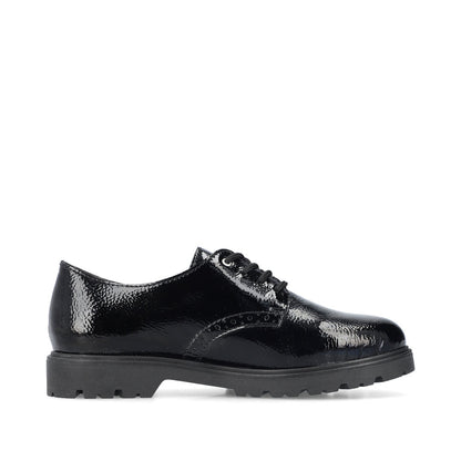 Rieker Ladies Crinkle Patent Lace Up Shoe